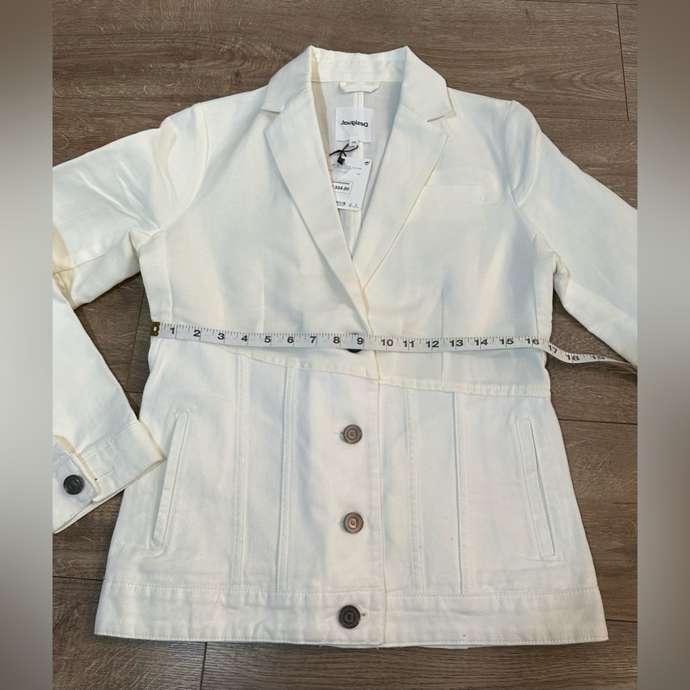 Desigual Hybrid Denim Blazer – Off-White Linen-Cotton Blend (Size 38 / NWT) - Picture 7 of 14